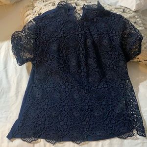 Bevy blue top shop size 2 crochet blouse
